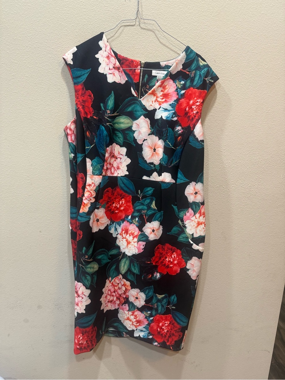 Calvin Klein Floral Black Sheath Dress